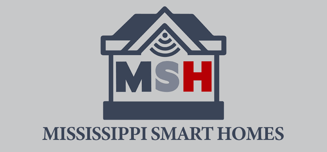 A logo featuring a house icon with the letters "MSH" colored in gray and red. Below the icon, the text reads "MISSISSIPPI SMART HOMES."