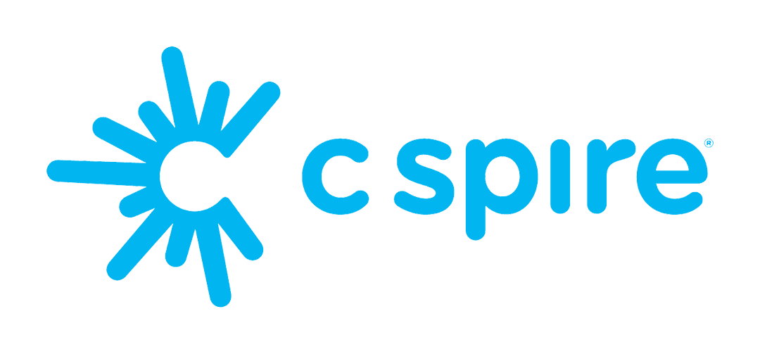 C Spire logo featuring a stylized blue sunburst with the company name "c spire" in a modern font adjacent to it.