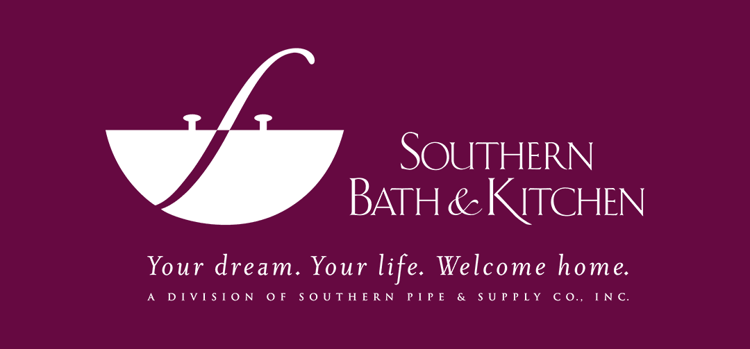 Logo featuring a design of a bathtub and the text "Southern Bath & Kitchen" along with the tagline "Your dream. Your life. Welcome home." and "A division of Southern Pipe & Supply Co., Inc."